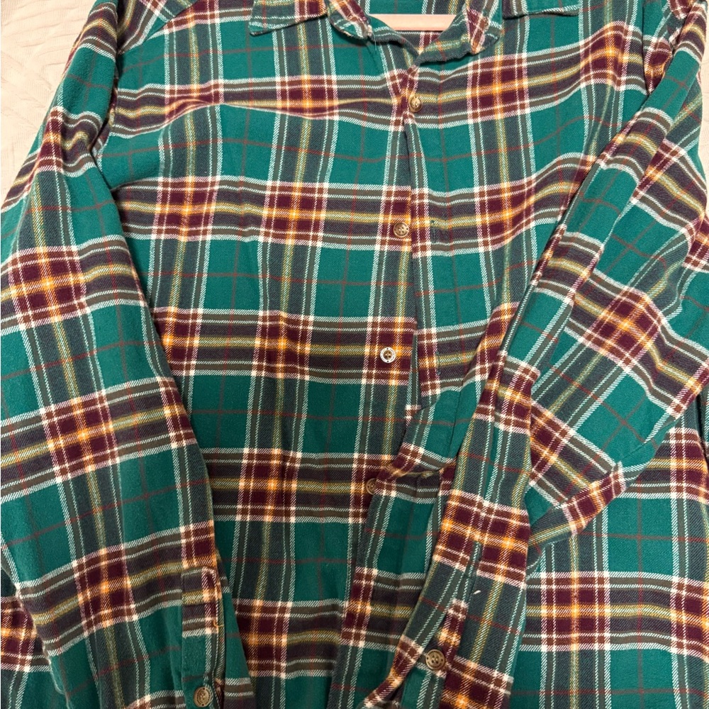 Plaid Button Down Shirt - Green and Red - Hocus Pocus